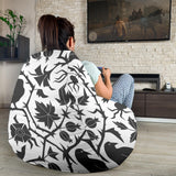 Crow Dark Floral Pattern Bean Bag Cover