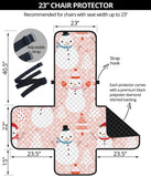 Cute snowman christmas tree snowpink background Chair Cover Protector