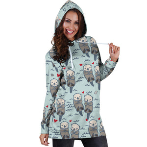 Lovely Sea Otter Pattern Women'S Hoodie Dress