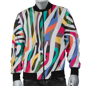 Colorful Zebra Skin Pattern Men'S Bomber Jacket
