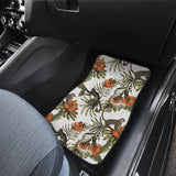 Monkey Red Hibiscus Flower Palm Leaves Floral Pattern Front Car Mats