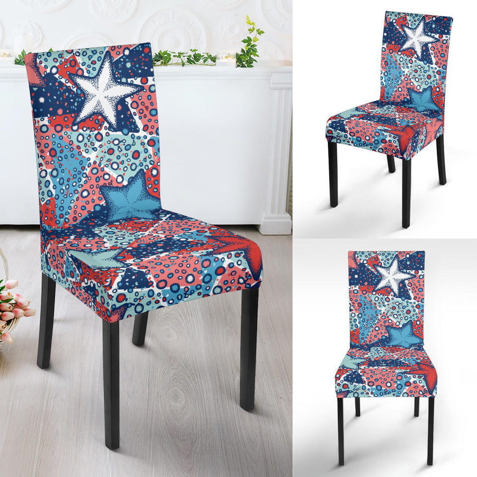 Hand Drawn Colorful Starfish Dining Chair Slipcover