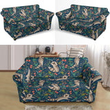 Raccoon Tropical Leaves Pattern Loveseat Couch Slipcover