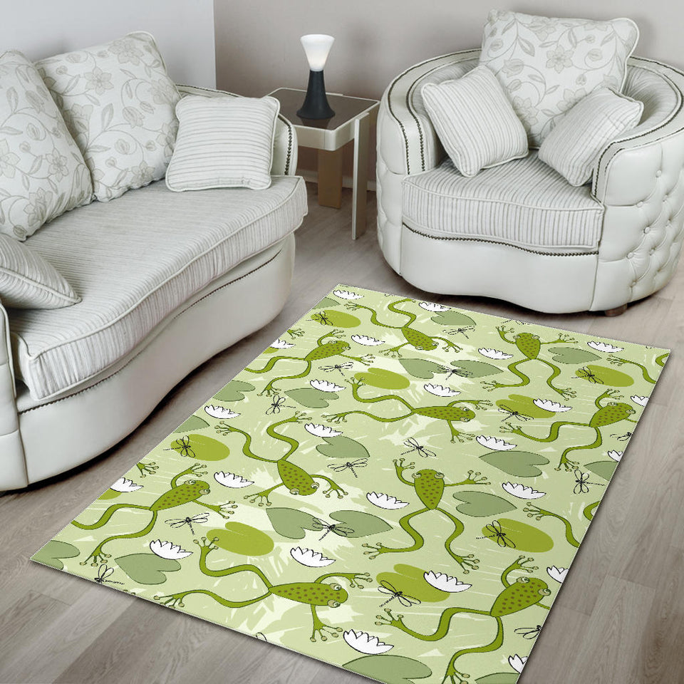 Cute Frog Dragonfly Pattern Area Rug