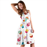Cake Cupcake Design Pattern Sleeveless Midi Dress