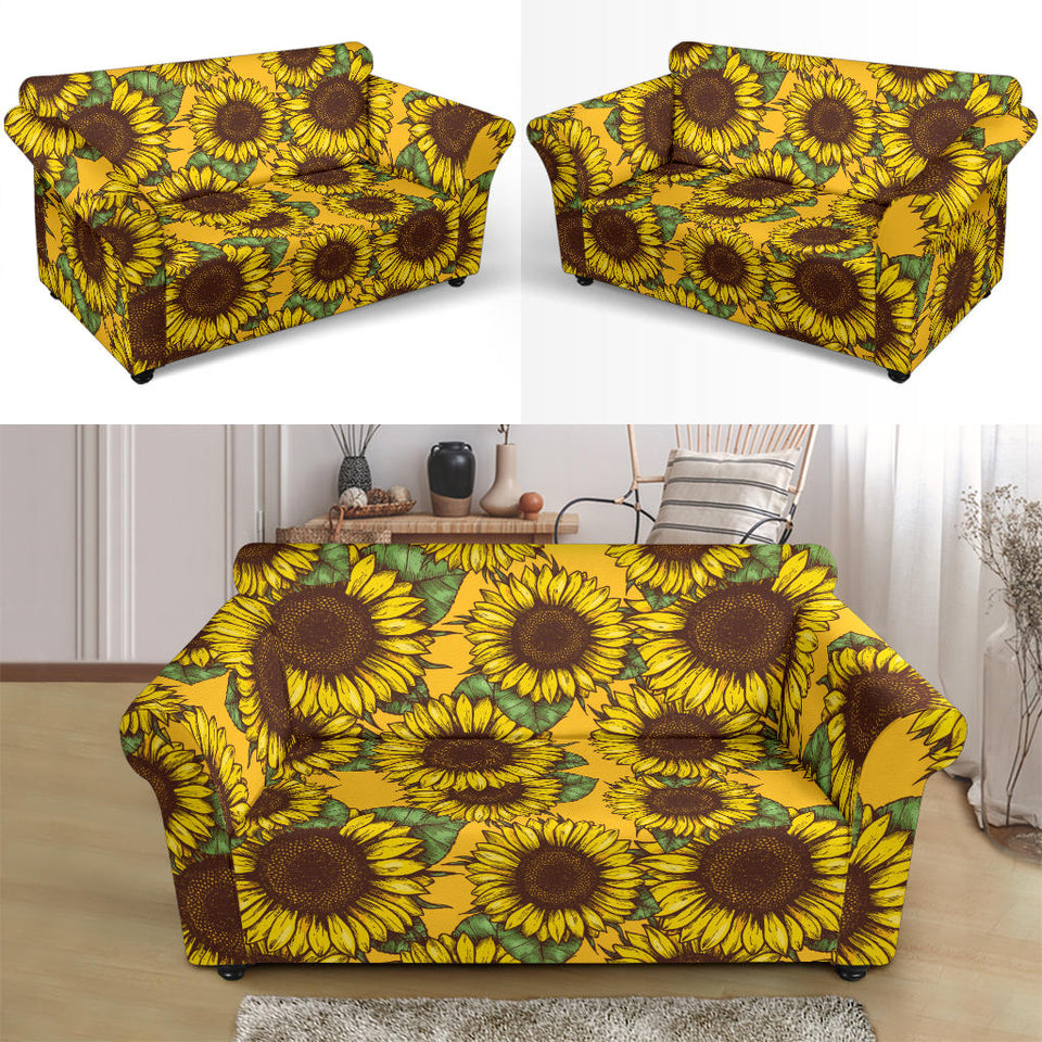 Sunflower Pattern Loveseat Couch Slipcover