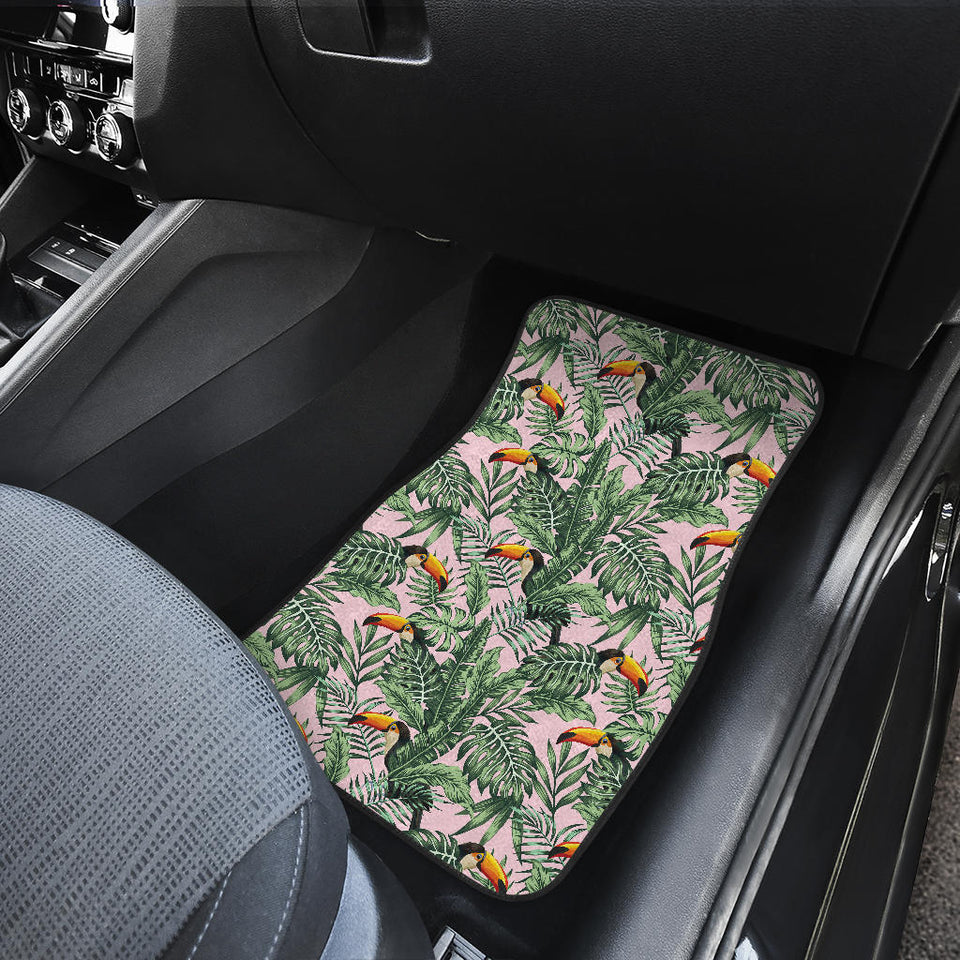 Toucan Tropical Green Jungle Palm Pattern Front Car Mats