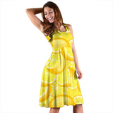 Lemon Pattern Sleeveless Midi Dress