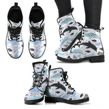 Cute Dolphins Childish Style Pattern Leather Boots