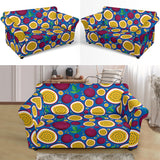 Passion Fruit Blue Background Loveseat Couch Slipcover