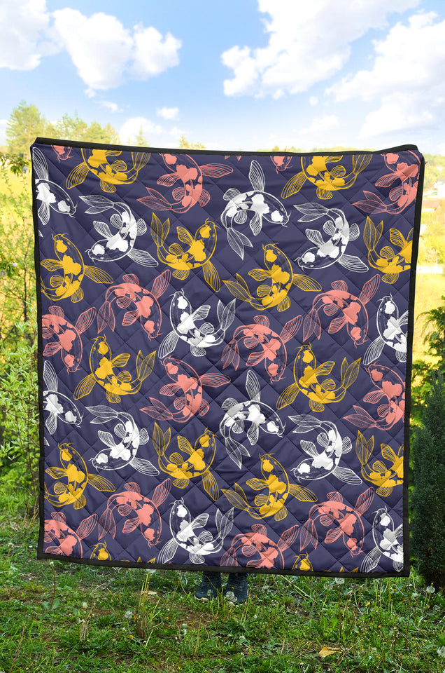 Koi Fish Carp Fish Pattern Premium Quilt