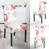 Daruma Japanese Wooden Doll Cherry Blossom Flower Pattern Dining Chair Slipcover