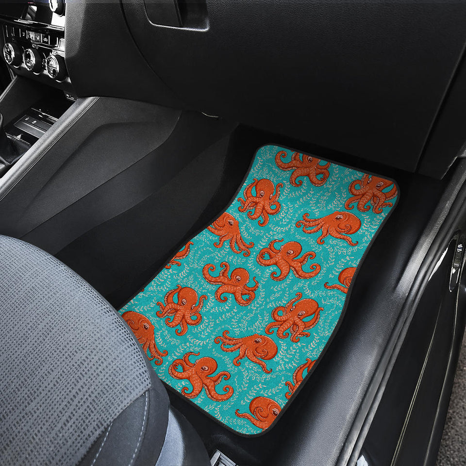 Octopus Turquoise Background Front Car Mats