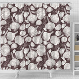 Garlic Bulb Dark Background Shower Curtain Fulfilled In US