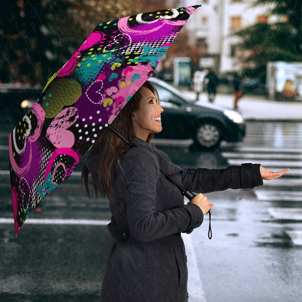 Heart Dot Wave Star Creative Design Pattern Umbrella