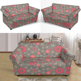 Red Gold Sakura Cherry Blossom Gray Background Loveseat Couch Slipcover