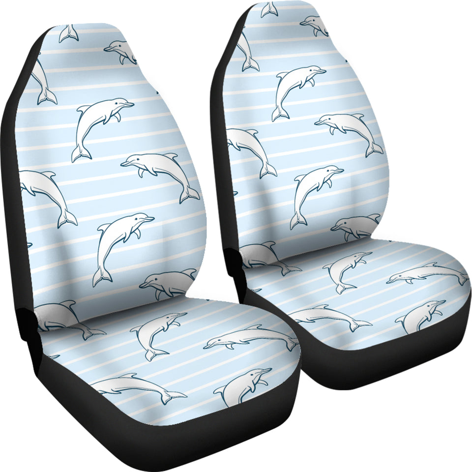 Dolphin Blue Striped Background Universal Fit Car Seat Covers