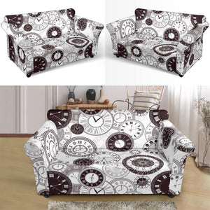 Classic Vintage Clock Pattern Loveseat Couch Slipcover