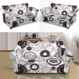 Classic Vintage Clock Pattern Loveseat Couch Slipcover
