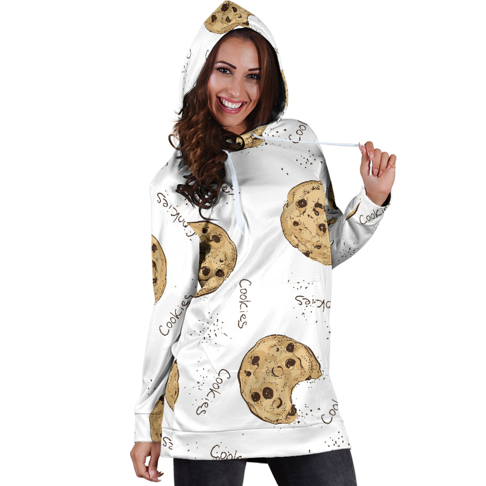 Sketch Style Cookie Pattern Women'S Hoodie Dress