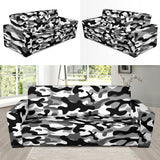 Black White Camo Camouflage Pattern Sofa Slipcover