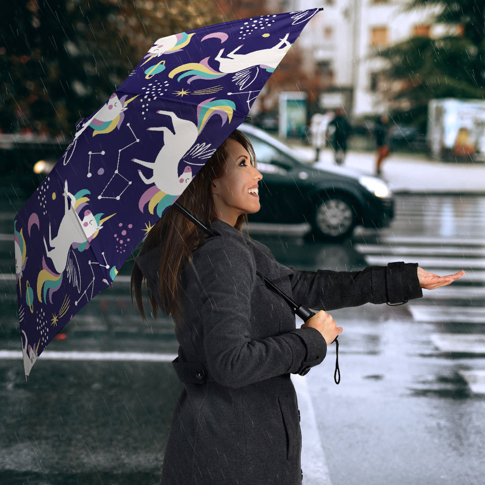 Hand Drawn Cute Unicorn Star Planet Umbrella
