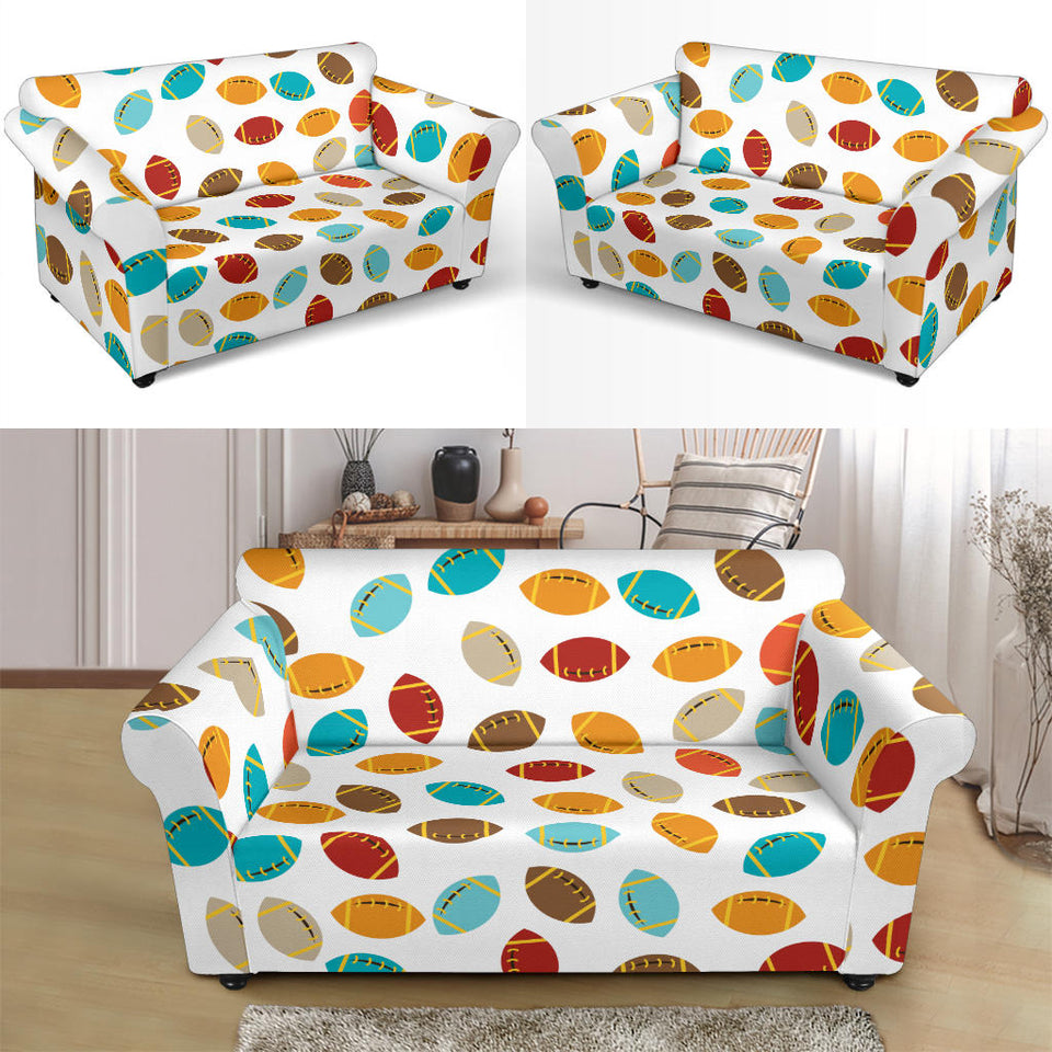 Colorful American Football Ball Pattern Loveseat Couch Slipcover