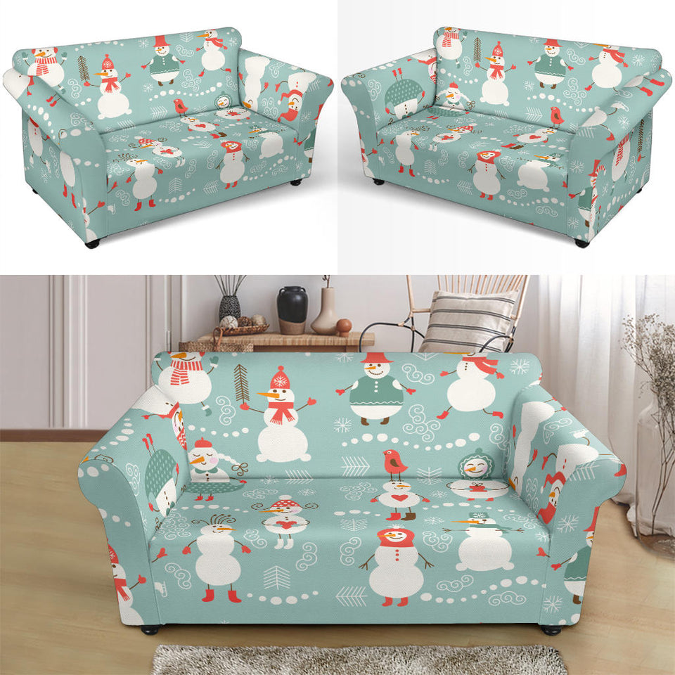 Cute Snowman Pattern Loveseat Couch Slipcover