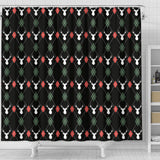 Deer Christmas New Year Pattern Argyle Shower Curtain Fulfilled In US