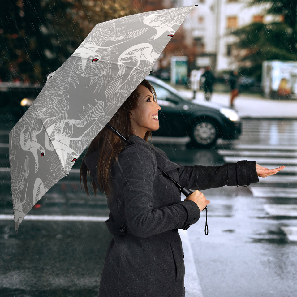 White Swan Gray Background Umbrella