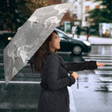 White Swan Gray Background Umbrella