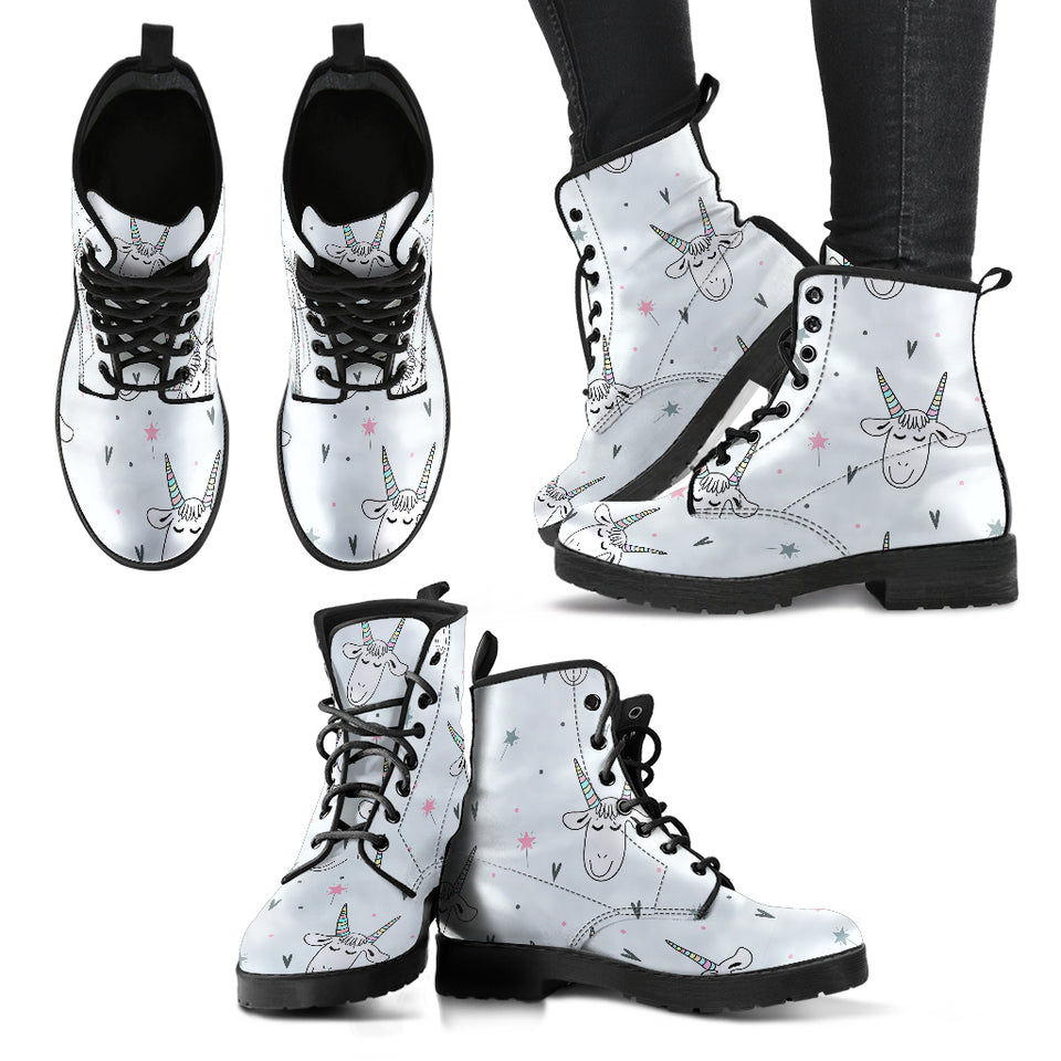 Cute Goat Design Pattern Leather Boots