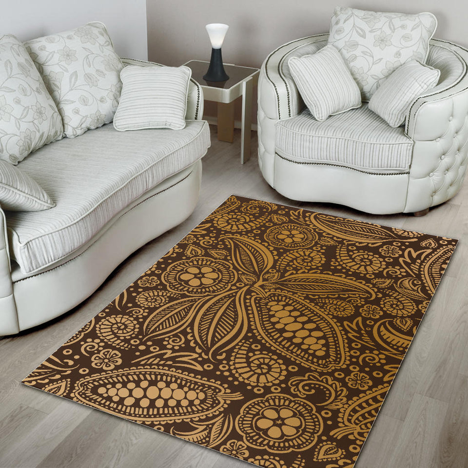 Cocoa Beans Tribal Polynesian Pattern Background Area Rug