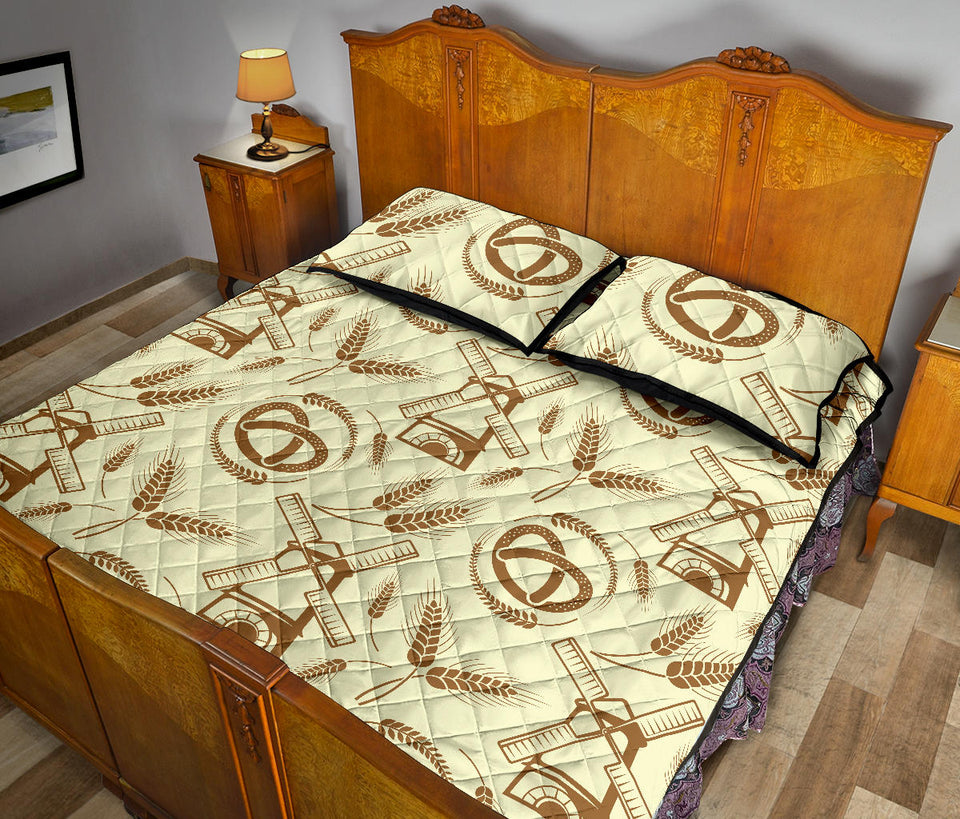 Windmill Wheat pattern Quilt Bed Set