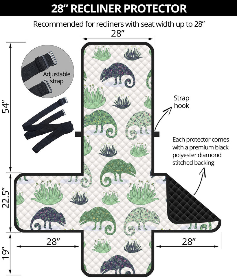 Chameleon lizard succulent plant pattern Recliner Cover Protector