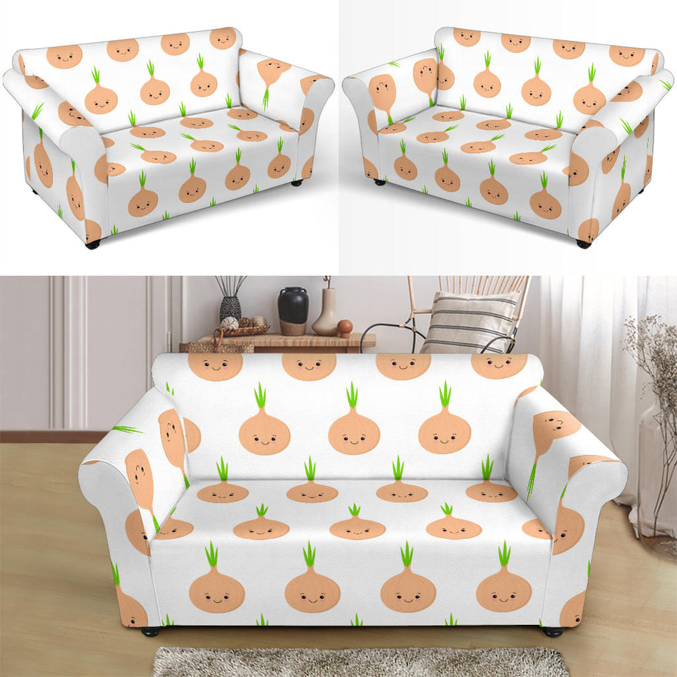 Cute Onions Smiling Faces Loveseat Couch Slipcover