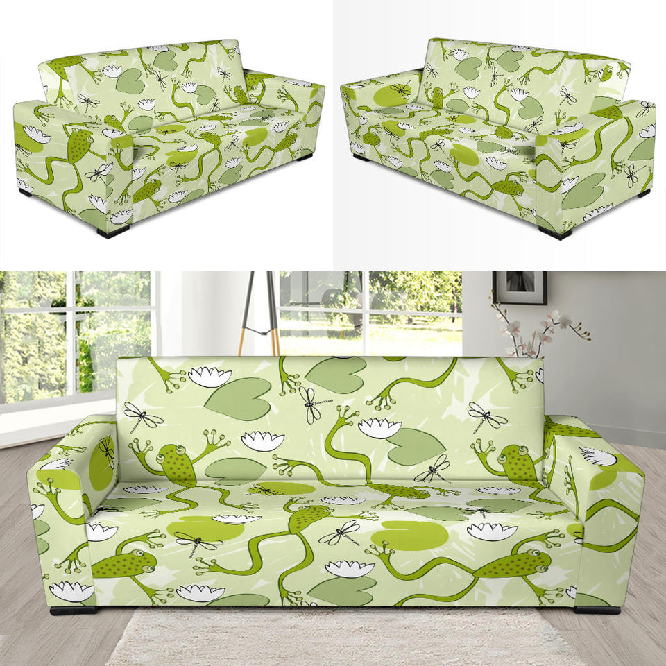 Cute Frog Dragonfly Pattern Sofa Slipcover