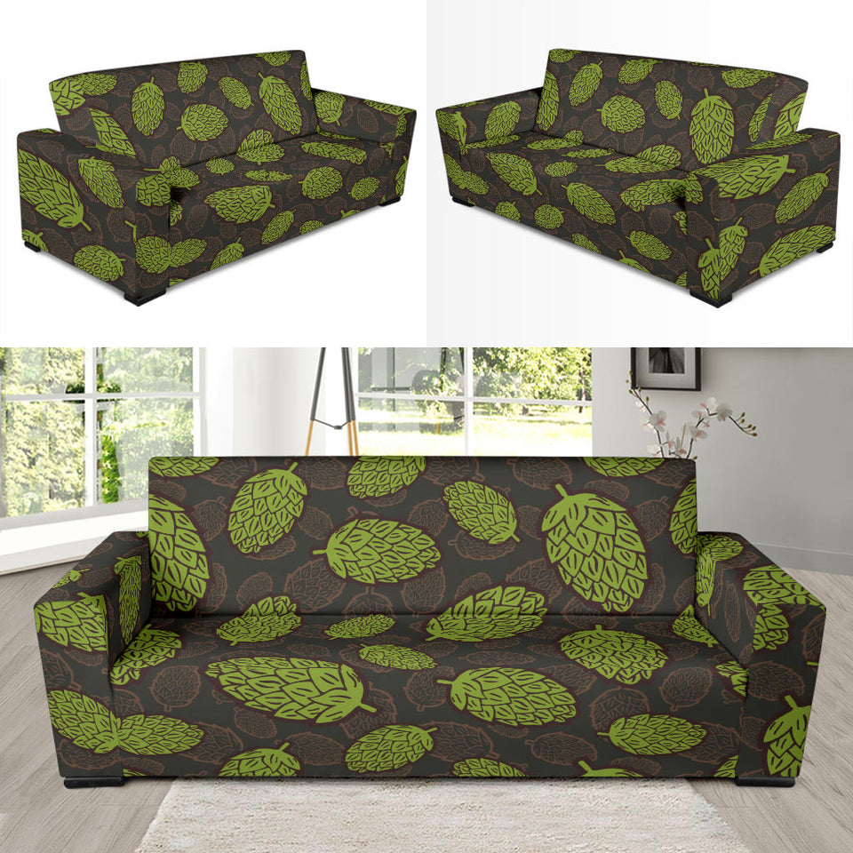 Hop Pattern Black Background Sofa Slipcover