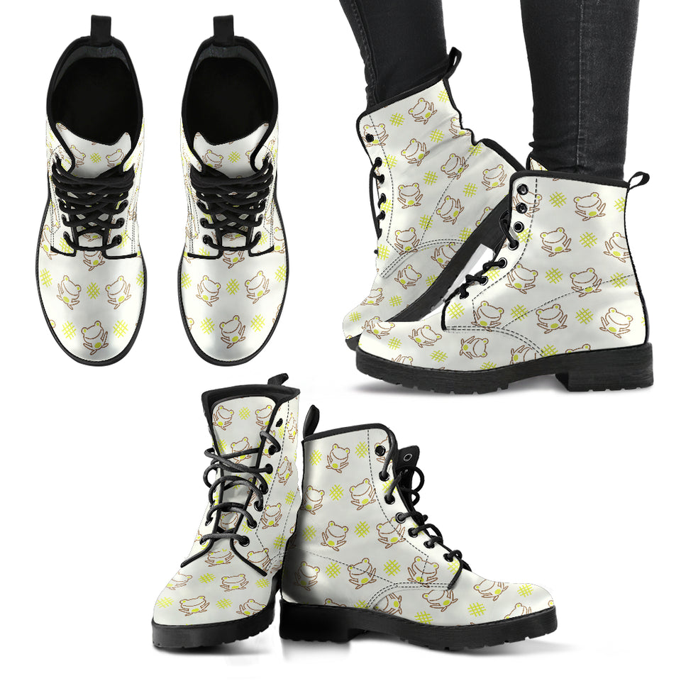 Cute Cartoon Frog Baby Pattern Leather Boots