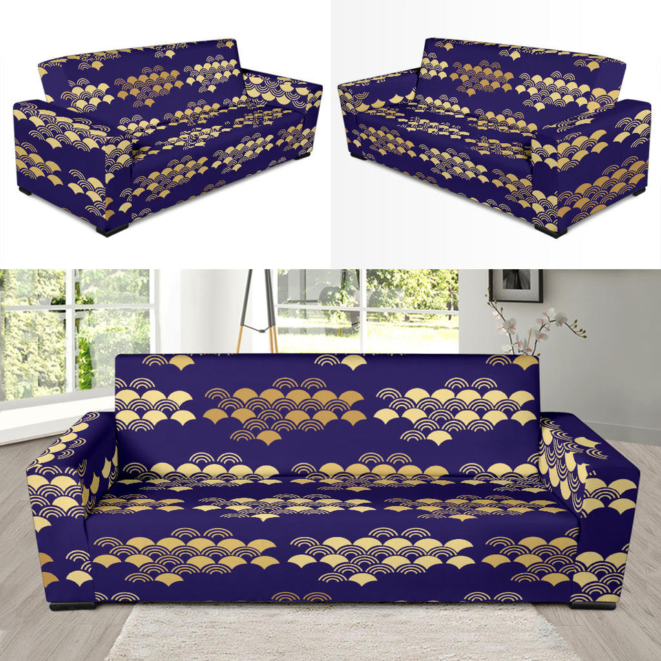 Beautiful Japanese Fan Pattern Sofa Slipcover