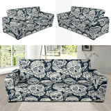 Sugar Skull Black White Pattern Sofa Slipcover