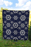 Nautical Steering Wheel Design Pattern Premium Quilt