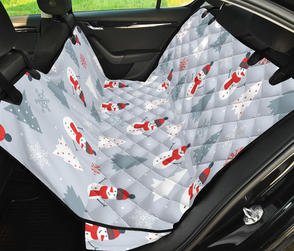 Snowman Christmas  Tree Snow Gray Background Dog Car Seat Covers