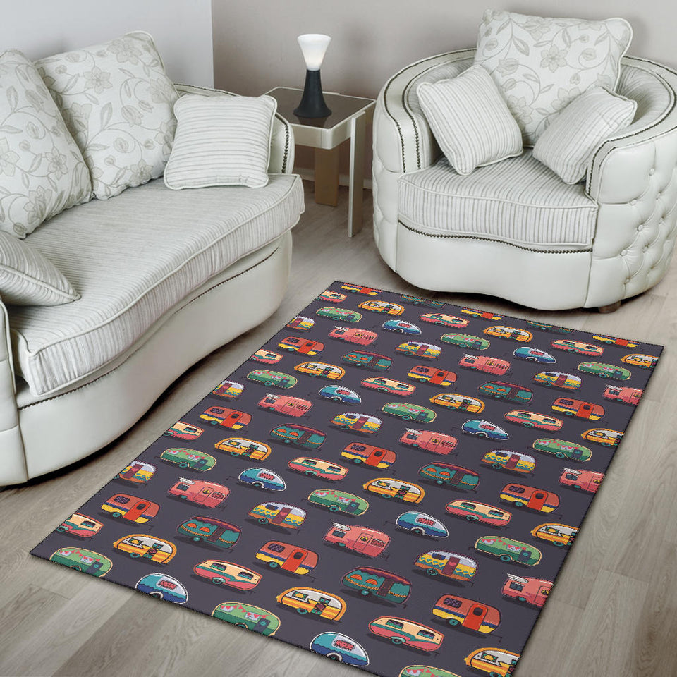 Camper Van Pattern Print Design 02 Area Rug