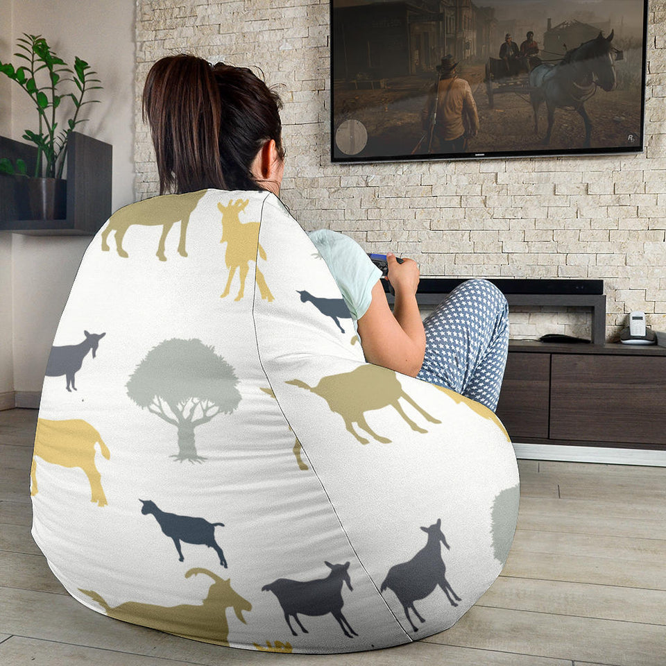Silhouettes Of Goat And Tree Pattern Bean Bag Cover