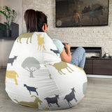 Silhouettes Of Goat And Tree Pattern Bean Bag Cover