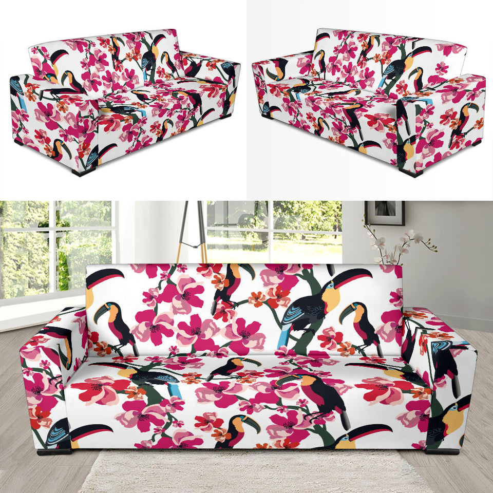 Toucan Flower Design Pattern Sofa Slipcover