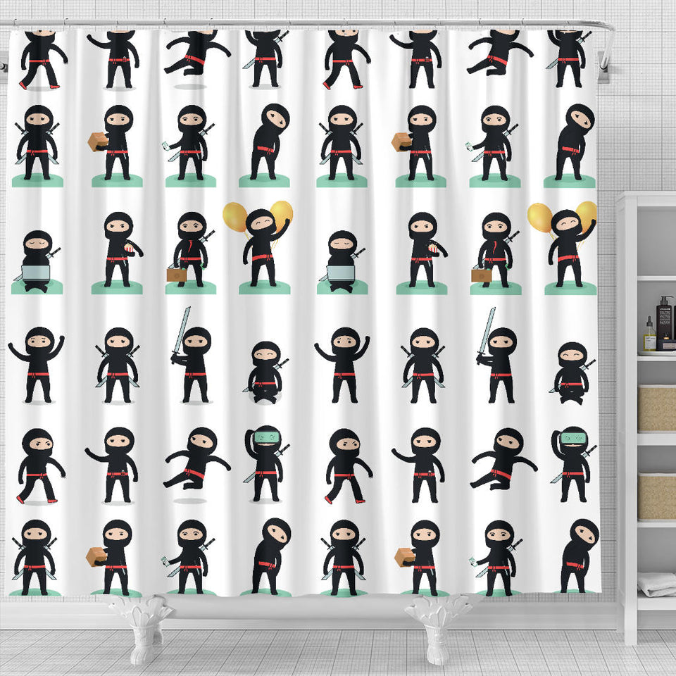 Cute Ninja Katana Sword Pattern Shower Curtain Fulfilled In US