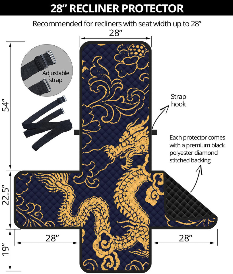 Gold dragon pattern Recliner Cover Protector