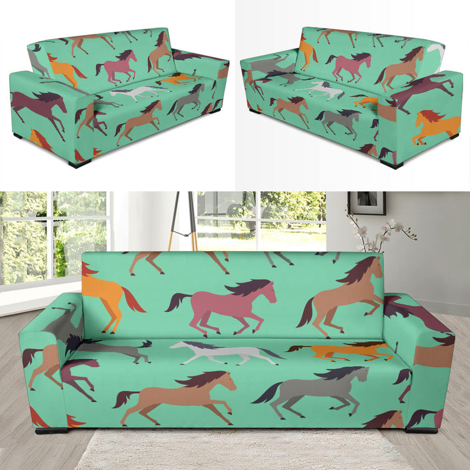 Colorful Horses Pattern Sofa Slipcover